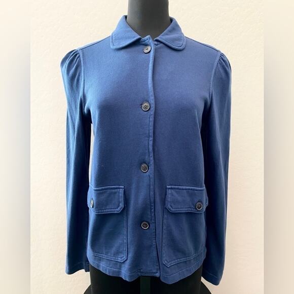 LUCKY BRAND | Navy Blue Cotton Jersey Knit Utility Jacket | Size Small - Picture 2 of 7